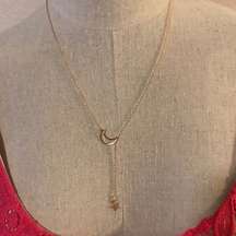 Gold Necklace Moon & Star Gold Color Y Necklace NEW Gift Dainty Style 20” Chain