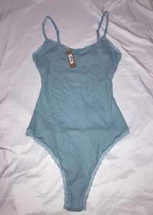 SKIMS Size Large Pointelle bodysuit sky blue NWT SKIMS LOGO