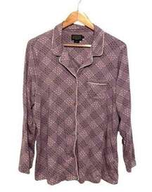 Pendleton Pajama Top Purple Button Up Long Sleeves Size XL EUC