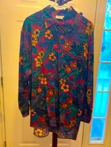 Vintage OLEG CASSINI FLORAL TOP SIZE M