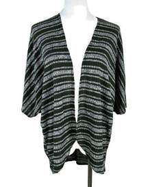 Say Anything Green Stripe Cardigan Open Front Top Medium