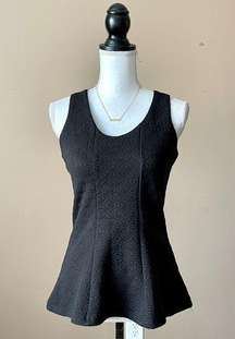 RW & CO | Black Textured Sleeveless Peplum Top Sz XS