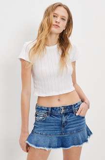 y2k low rise flare denim mini skirt