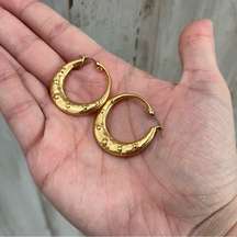 Madewell Celestial Charm Hoop Earrings Gold Tone READ FLAW