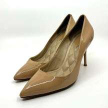 Brian Atwood Beige Patent Leather Pumps 8 US