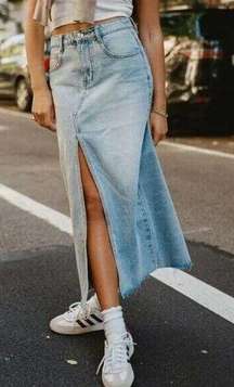 Center Slit Midi Maxi Jean Skirt Size XXS