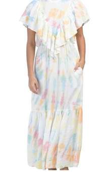 NWT Young Fabulous & Broke Blue Cruz Maxi Tie Dye Short Casual Dress