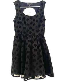 Jessica Simpson Mini Dress Sz 4 Jet Black Sienne Fit & Flare Key Hole Back Lined