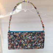 Vintage Sasha turquoise beaded purse bag