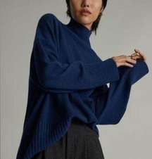 Everlane Women's Blue The Cashmere Oversized Turtleneck Sweater Size Small