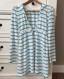 Make+Model White Striped Hooded Swim Coverup.  Size Medium