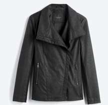 Kayseri Faux Leather And Knit Moto Jacket - Size Medium