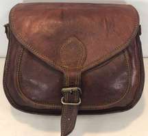 Vintage Saddle Crossbody Messenger Bag Genuine Leather Purse Handbag READ