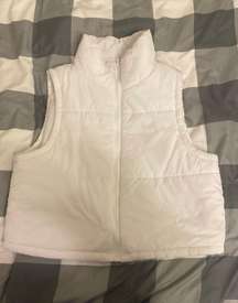 White Cropped Puffer Vest 