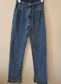 Pretty Little Thing High Rise Jeans Sexy No Pockets Open Side