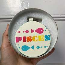 Jonathan Adler | New in Box Pisces Zodiac Leather Round Keychain