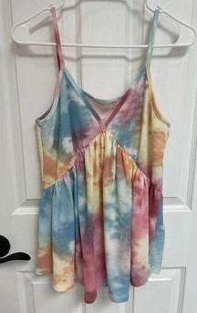 Pale Tye Dye Flowy Retro Y2K Hipster Tank Women’s Size M