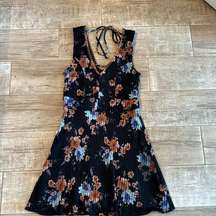 , navy blue, flowered print dress