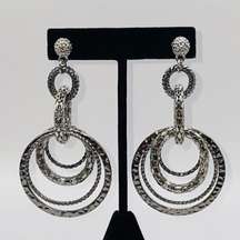 Joan Rivers Silver Gray Tone Dangle Drop Statement Earrings