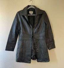 Vintage spiegel 90s black leather coat size 8