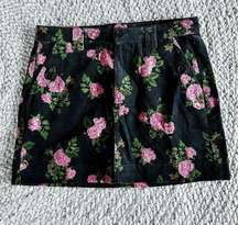 Wild Fable Skirt 6 Black Corduroy Mini Rose Floral Boho Rib Dress Pink Women NWT
