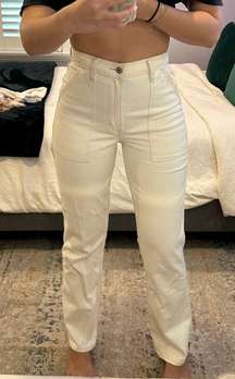 90s Straight Ultra High Rise White Cargo Pants