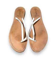 J. Crew Leather White Strap Thong Flip Flop Sandals Sz 10