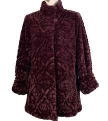 NWOT - Dennis Basso Rosette Faux Fur Coat - Size S