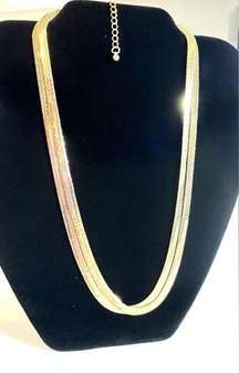 NEW Alfani 16" NECKLACE Gold Herringbone Chain Layer Double Strands +3" Extend