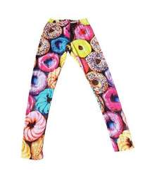 Sugar High Women's Medium Multicolor Donut Print Leggings