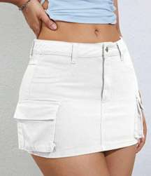 Flap Pocket Cargo Denim Skirt