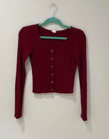 Maroon Cropped Sweater Top