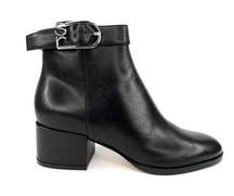 Sergio Rossi Women's Black Leather SR Logo Buckled Ankle Booties Size EU 34.5