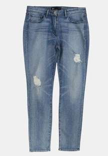 3x1 Blue Bergen Distressed Crop Pencil Jeans