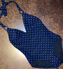 DKNY black & blue polka dot swim - size 8