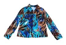 Blue Zebra Print Turquoise Zip Up Jacket