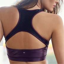 Koral Womens size S Purple Eggplant Fling Infinity Sports Bra Gym Active Shine