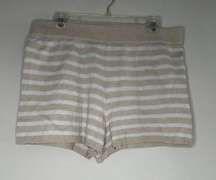 Aerie Tan and White Striped Sweater Shorts