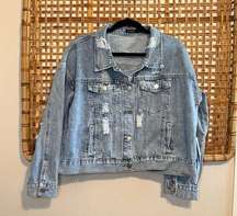 Mikarose Boutique Distressed Denim Jacket Size XL