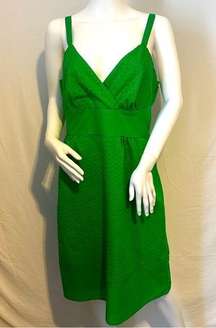 a.n.a A New Approach Fit & Flare Dress Womens Size 12 Green 100% Cotton Side Zip