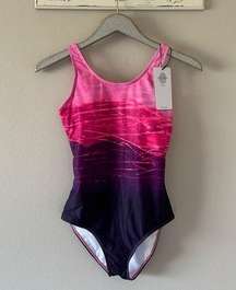 Exlura Pink Purple Crisscross Back One Piece Swimsuit NEW