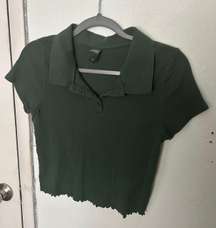 Green Polo Crop Top