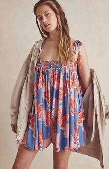 Free People Rule The World Romper Monarch Combo Blue Pink Butterflies Large