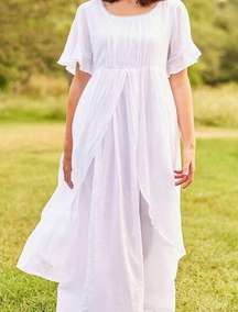 April Cornell Nightgown Women Large White Gauze Cotton Cottagecore Bronte Nighty