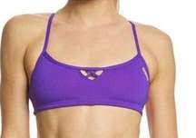 Arena Rule Breaker Bandeau Bikini Top Size M Purple Competitive Swimsuit Top