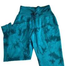 All In Motion Teal Green Tie Dye High Rise Ribbed Jogger Loungewear Sweatpants