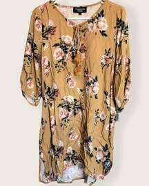 Feathers by Tolani Yellow Floral Boho Dress S