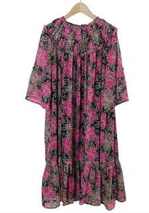 NWT Piper & Scoot Floral Flowy Mumu Dress Pink, Brown, Green Size Small