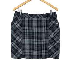 Eddie Bauer Skirt Women 8 Plaid Tartan Gray Black Mini Wool Blend Pockets Pencil