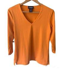 Forenza Orange V-Neck Blouse Y2K